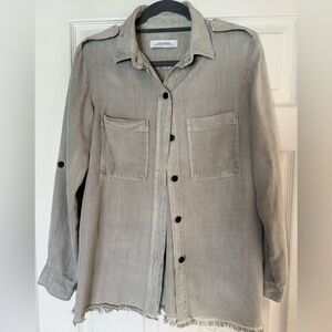 Zara Woman premium denim collection military style shirt fray hem and epaulets